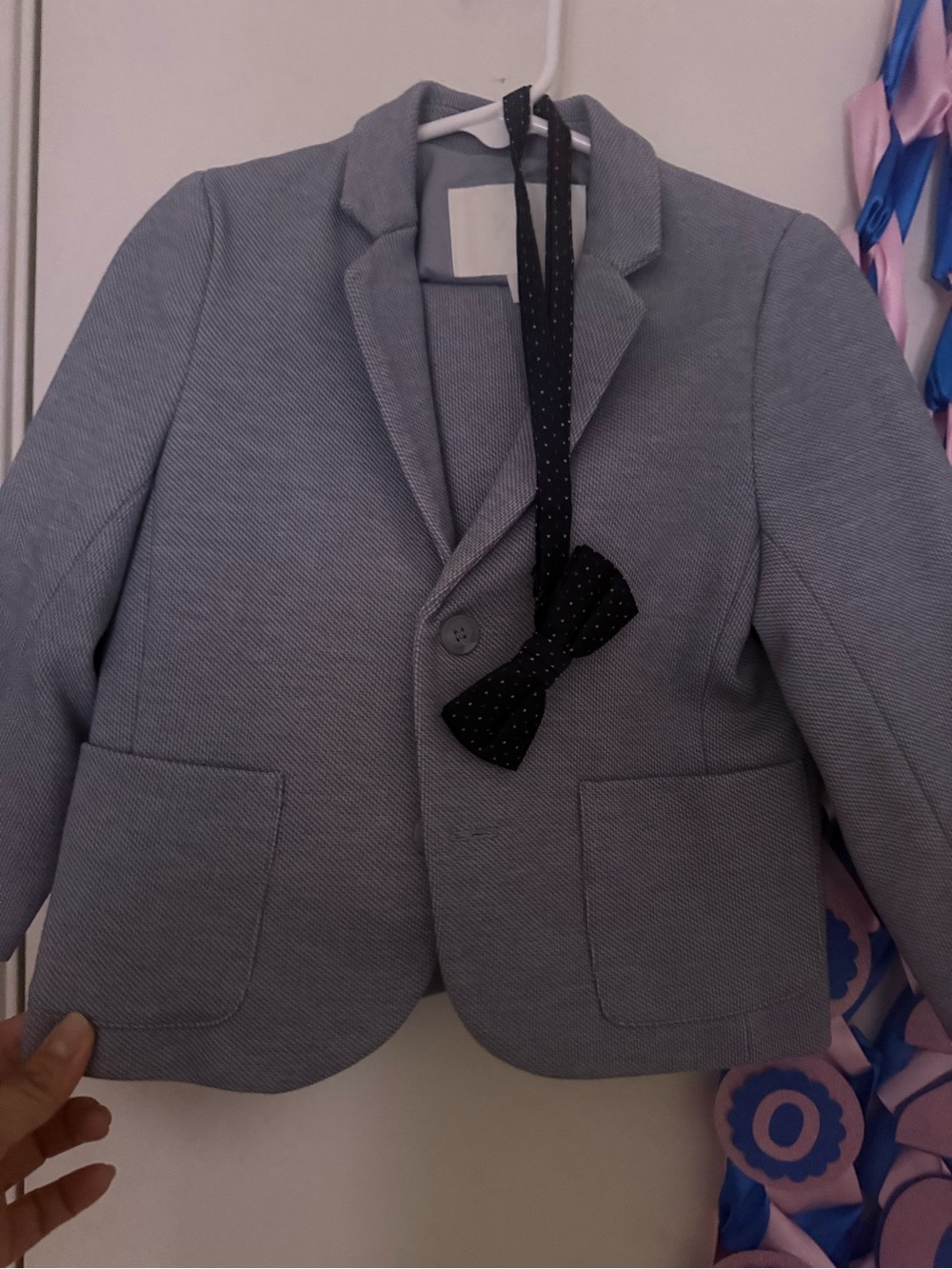 Zara Light Gray/blue Blazer with Notch Lapel